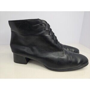 VTG Sudini Womens Ankle Boots Black Leather Made in Italy Lace Up Sz 8.5 W